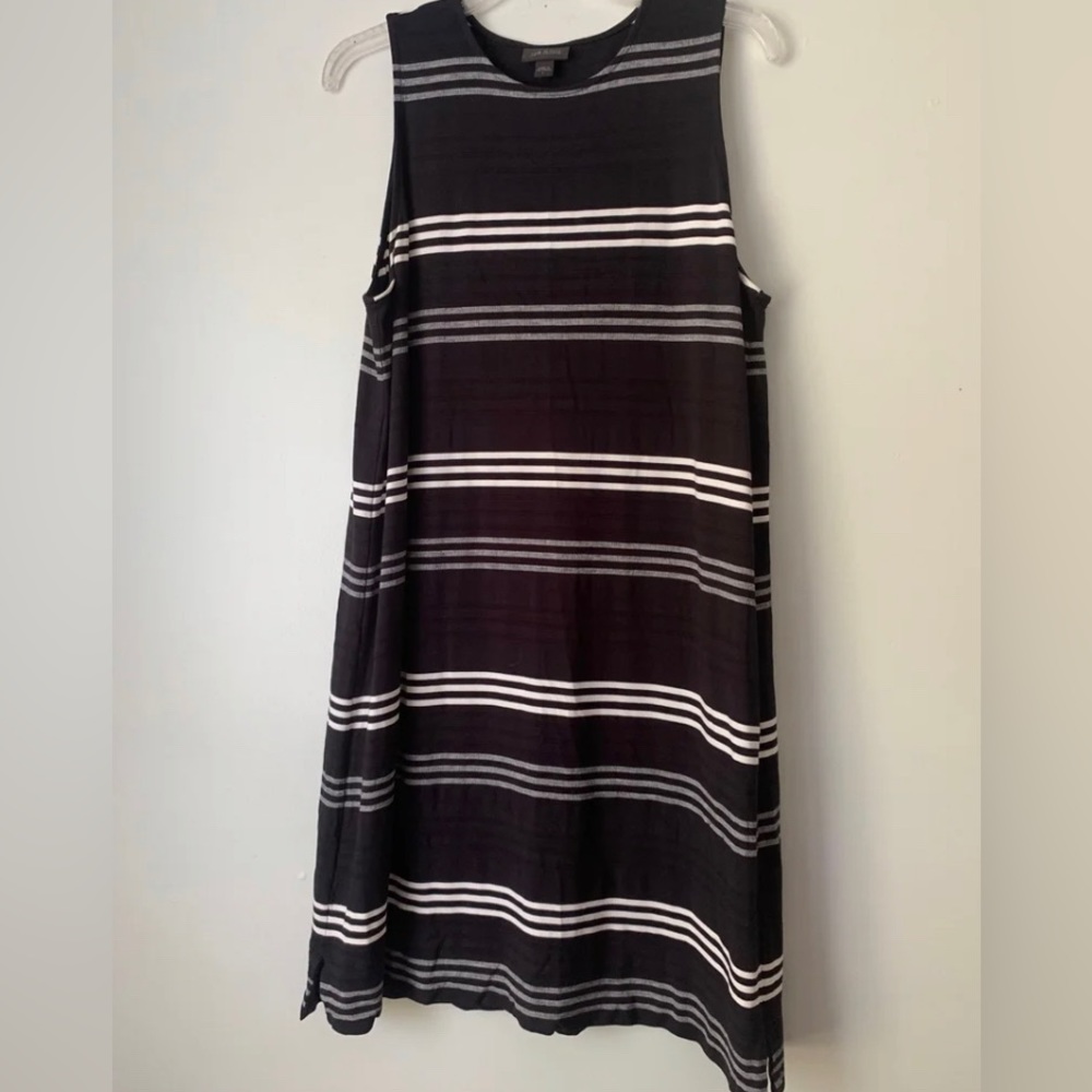 J. Jill Black and White Striped Midi Dress